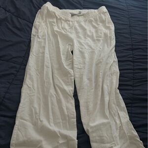 Old Navy White Wide-Leg Linen-Blend Pants